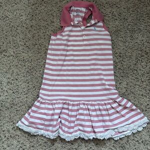 Polo Ralph Lauren striped sleeveless girls polo dress with lace trim